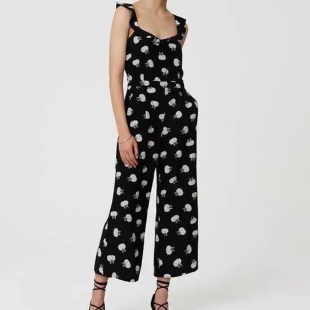 Ann Taylor LOFT Floral Print Sleeveless Strappy Wide‎ Leg Jumpsuit 2